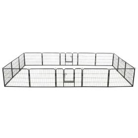 Dog Playpen 16 Panels Steel 31.5"x23.6" Black