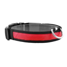 LED Dog Collar USB Rechargeable Adjustable Dog Safety Collar Night Safety Flashing Luminous Light up Collar (Color: Red)