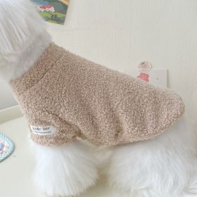 Double-sided Cloud Velvet Thickened Pet Puppy Cat Clothes (Option: Light Khaki-S)