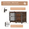 Furniture dog crate sliding iron door dog crate with mat. (Rustic Brown,43.7''W x 30''D x 33.7''H).