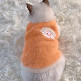 Vest Fluffy Jacket Pet Dog Clothes (Option: Orange-XL)